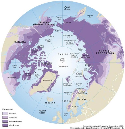 Arctic permafrost location